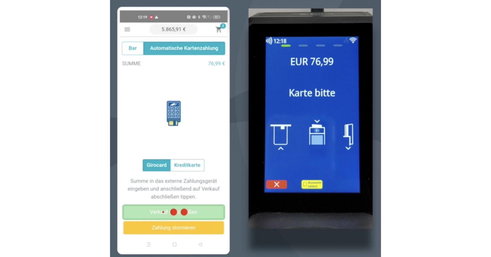 Automatische Übertragung der Summe an Terminal (per OPI-Protokoll)